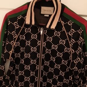 Gucci Black and Tan GG Logo Track Jacket